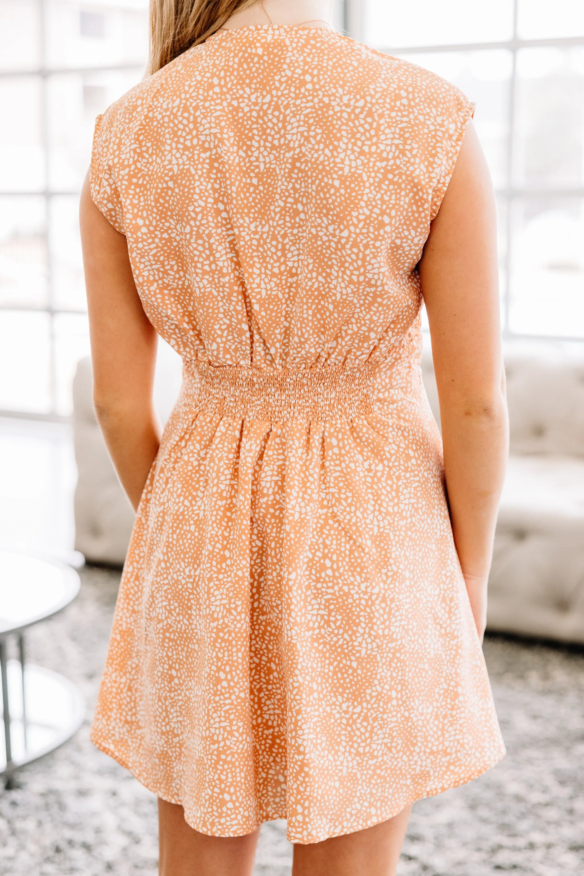 All Good Things Peach Orange Spotted Dress