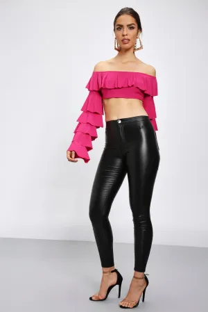 Black Pu Trousers