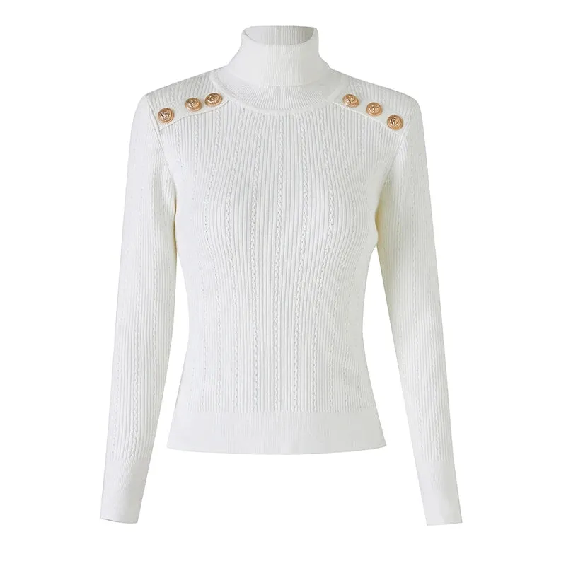 Casual Knit Turtleneck Pullover Sweater