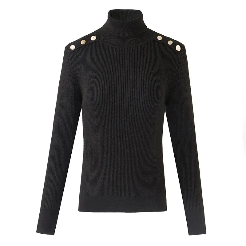 Casual Knit Turtleneck Pullover Sweater