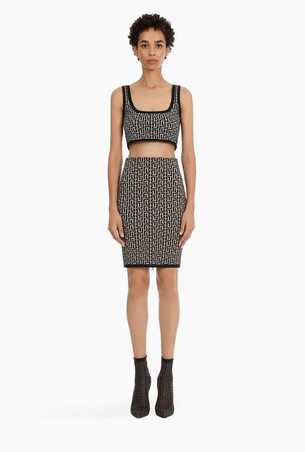 Celine Geometric Bandage Skirt and Crop Top Set