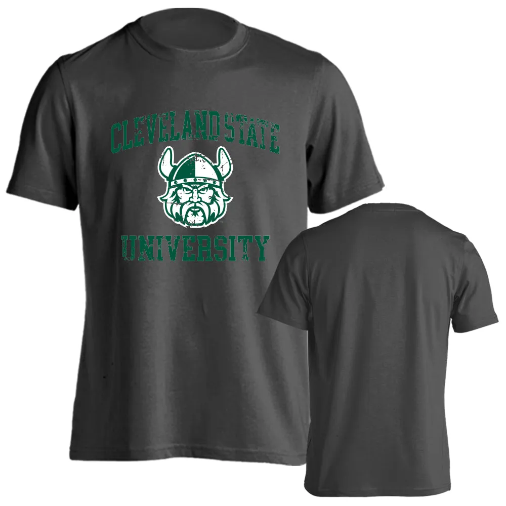 Cleveland State University Vikings Blazers Retro Distressed Short Sleeve Tee