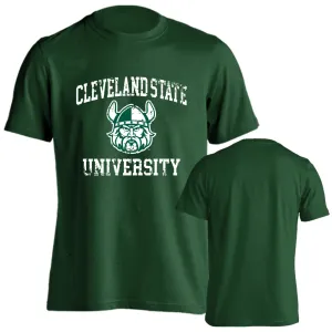 Cleveland State University Vikings Blazers Retro Distressed Short Sleeve Tee
