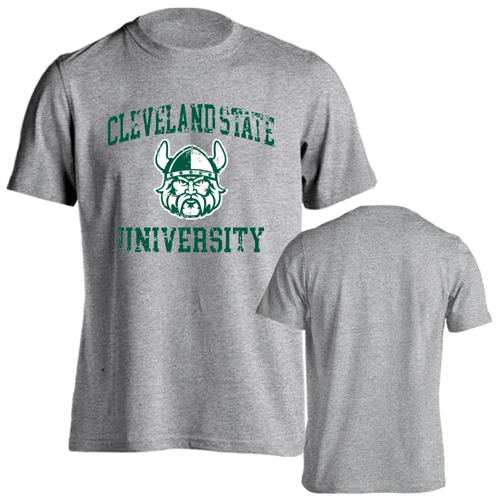 Cleveland State University Vikings Blazers Retro Distressed Short Sleeve Tee