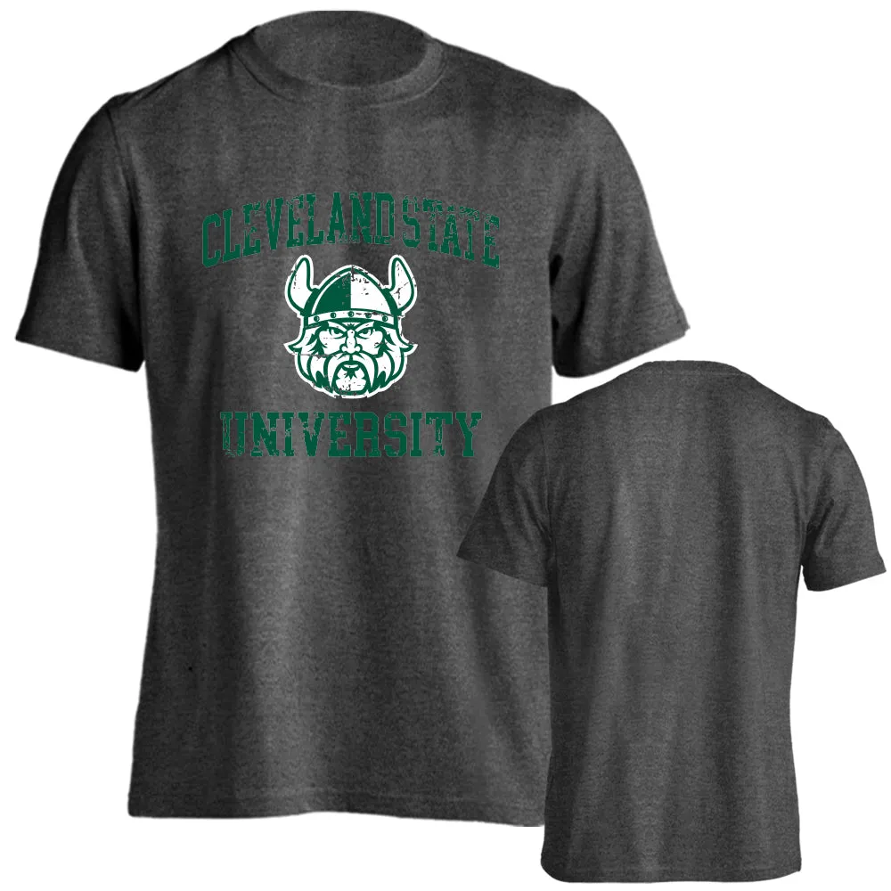 Cleveland State University Vikings Blazers Retro Distressed Short Sleeve Tee