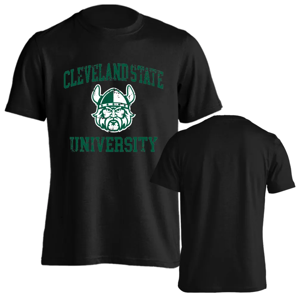 Cleveland State University Vikings Blazers Retro Distressed Short Sleeve Tee