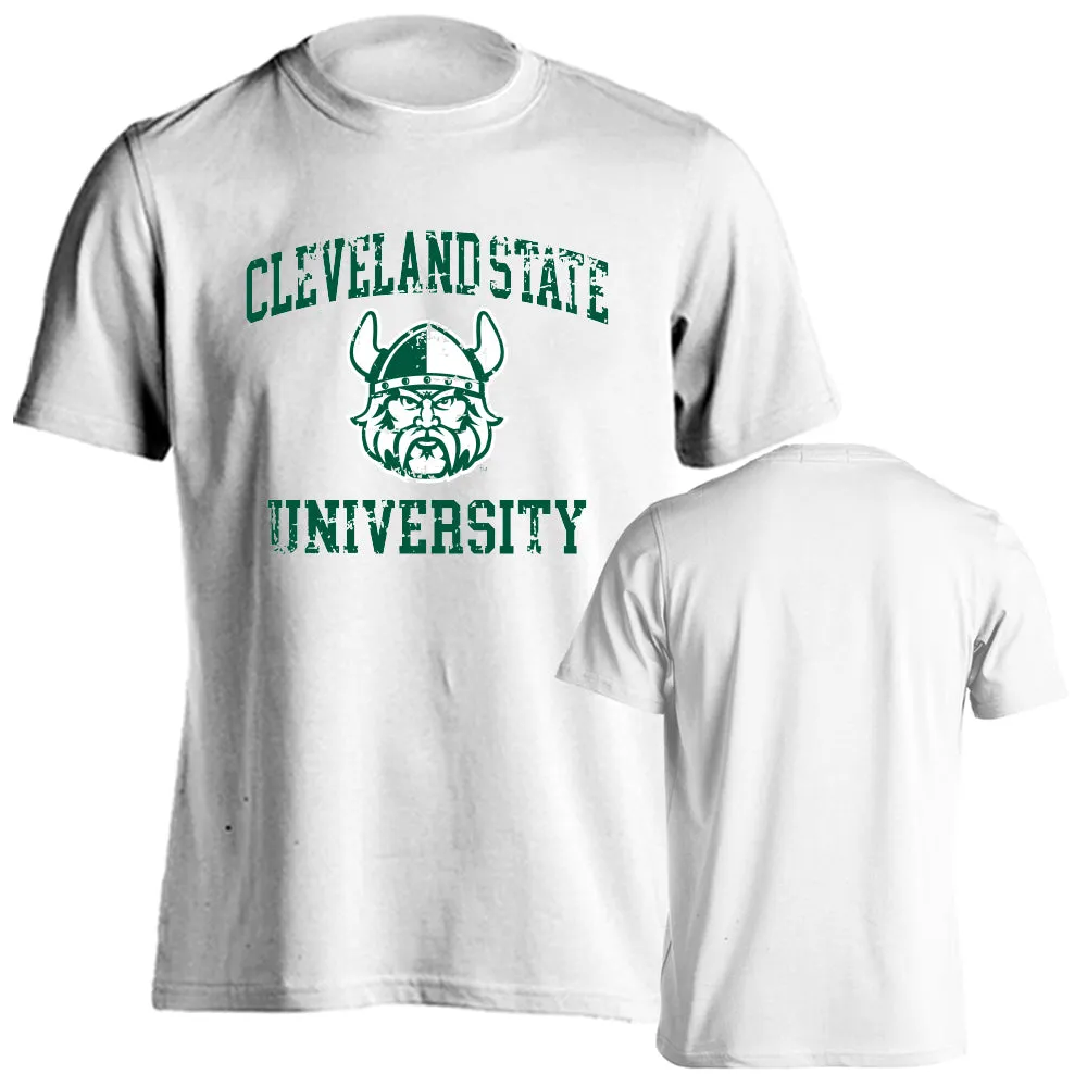 Cleveland State University Vikings Blazers Retro Distressed Short Sleeve Tee
