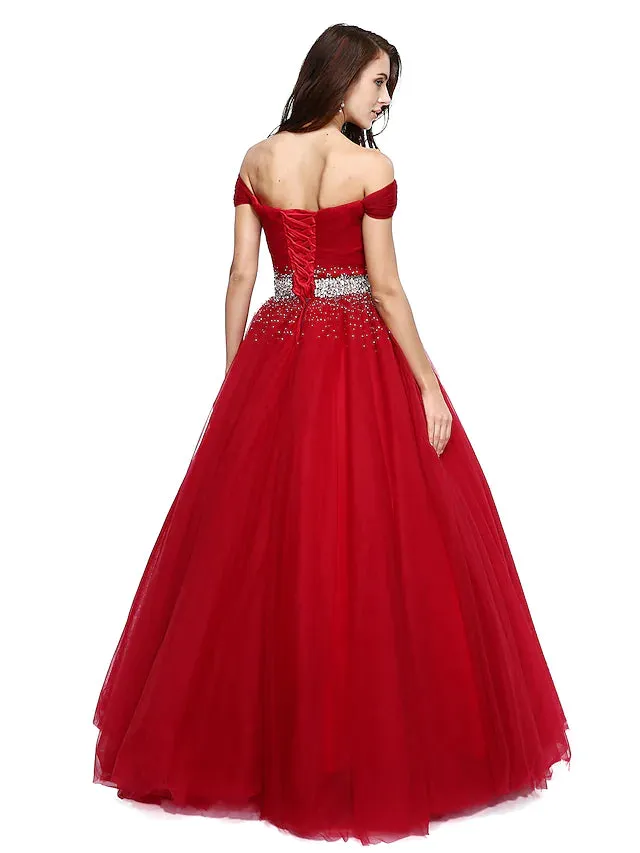 Elegant Dress Formal Evening Floor Length Sleeveless V Wire Tulle with Beading Sequin