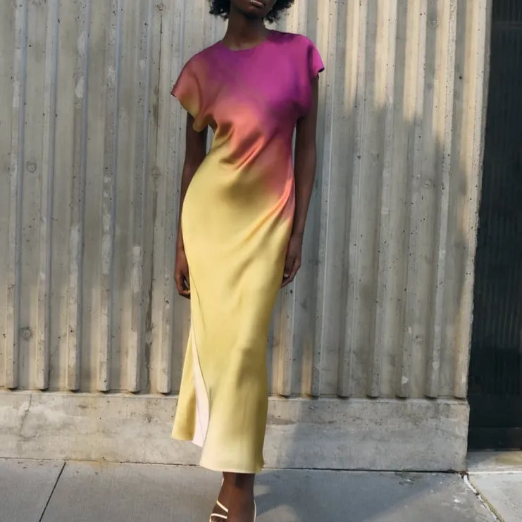 Elegant Tie Dye Midi Dress
