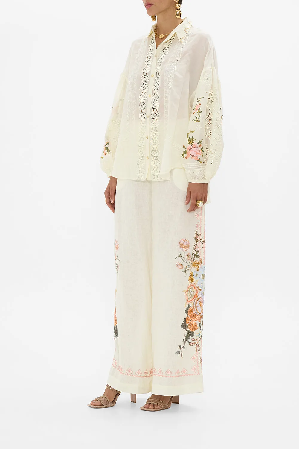 EMBROIDERED BALLOON SLEEVE SHIRT BLOUSE IN HONOUR OF HEIRLOOMS