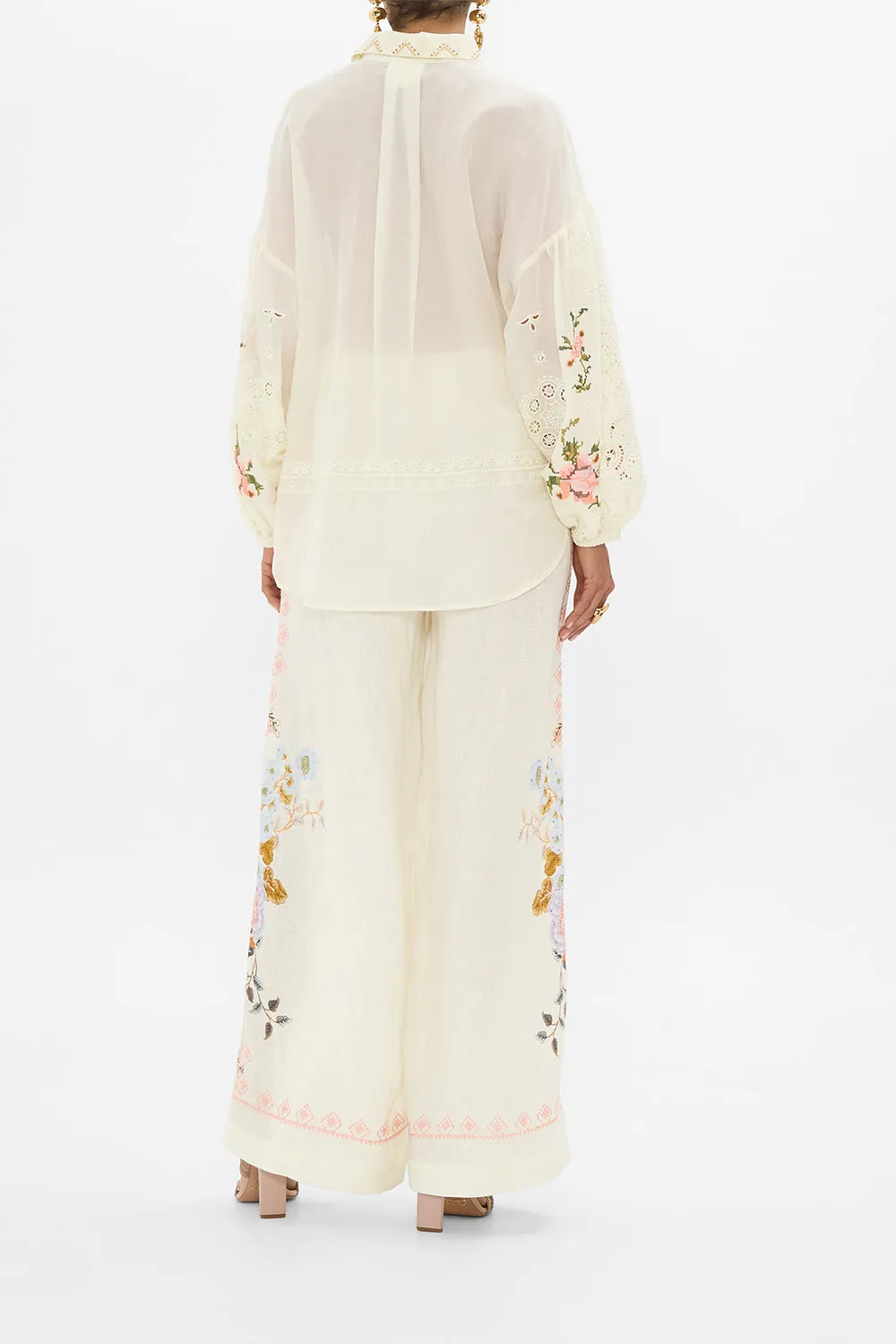EMBROIDERED BALLOON SLEEVE SHIRT BLOUSE IN HONOUR OF HEIRLOOMS