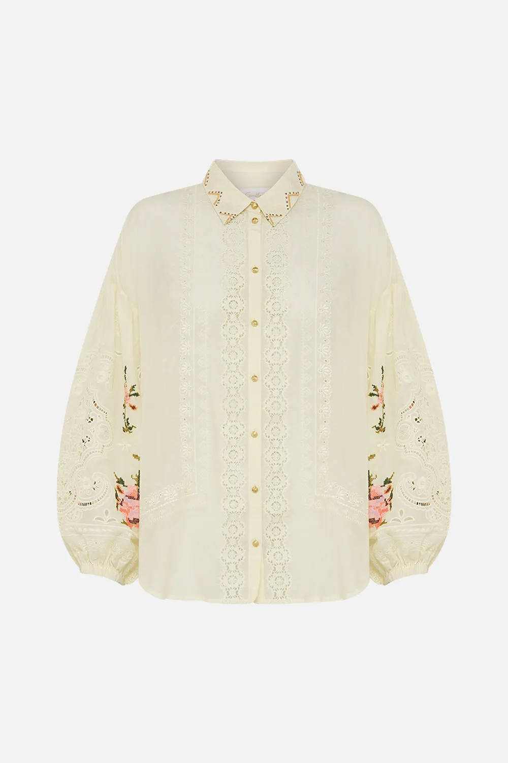 EMBROIDERED BALLOON SLEEVE SHIRT BLOUSE IN HONOUR OF HEIRLOOMS