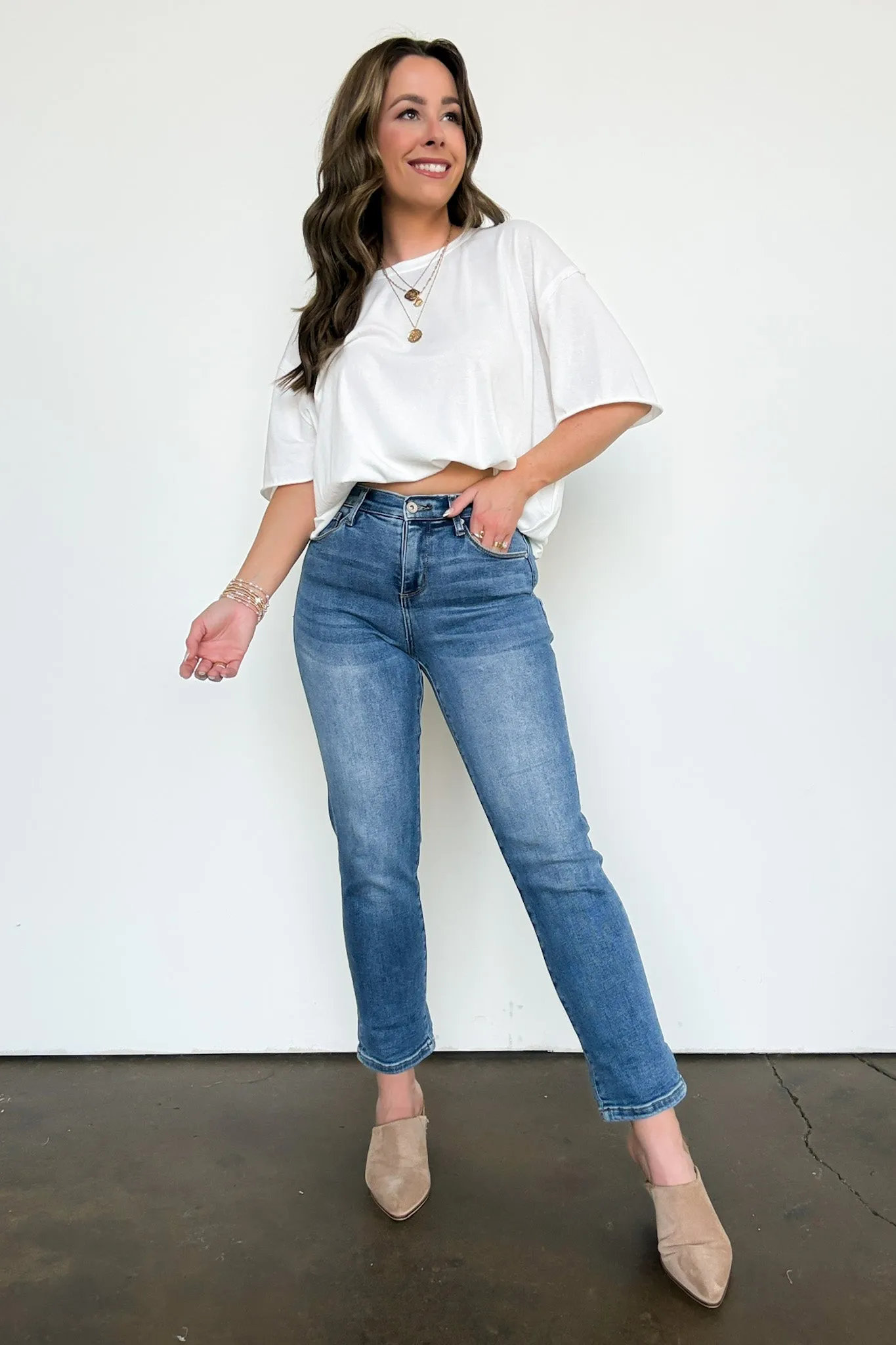 Emsley Mid Rise Slim Boyfriend Roll Hem Jeans