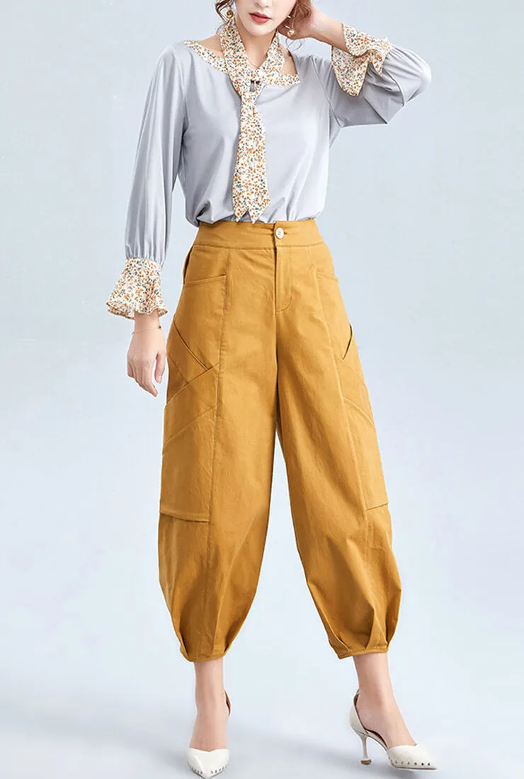 Floral Loose Lotus Long Sleeves Blouse