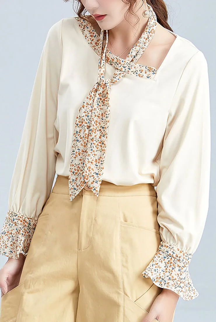 Floral Loose Lotus Long Sleeves Blouse
