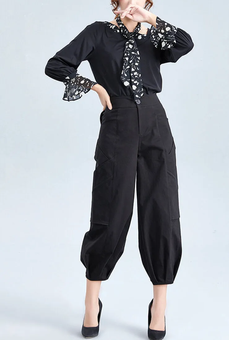 Floral Loose Lotus Long Sleeves Blouse
