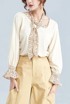 Floral Loose Lotus Long Sleeves Blouse