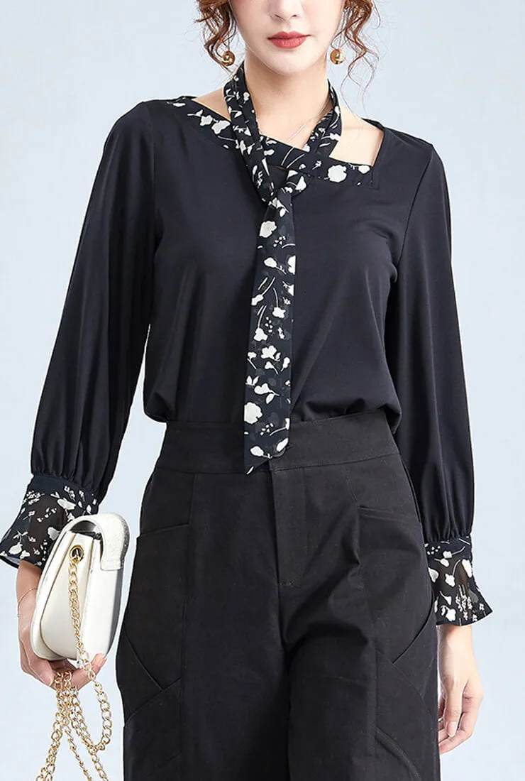 Floral Loose Lotus Long Sleeves Blouse