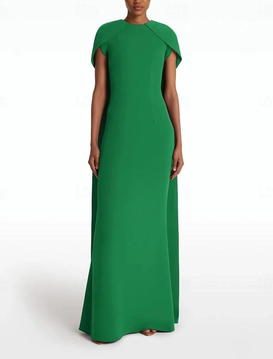 Formal Train Sleeveless Jewel Neck Stretch Crepe with Bow(s) Evening Gown Elegant Dress