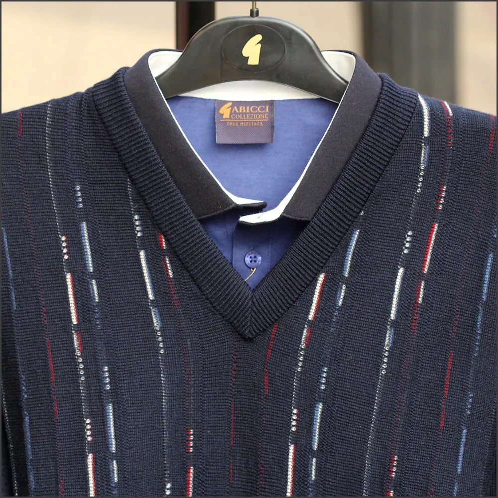Gabicci M09 Navy Patterned  V Neck^