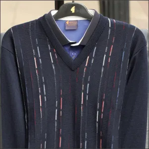 Gabicci M09 Navy Patterned  V Neck^