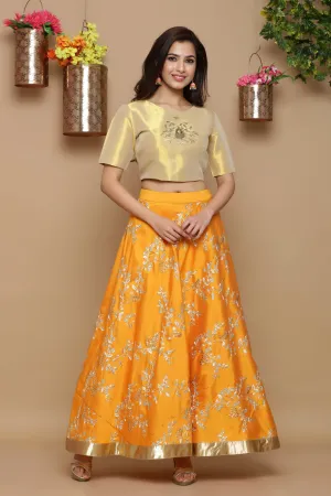 Gold Satin Embroidered Blouse