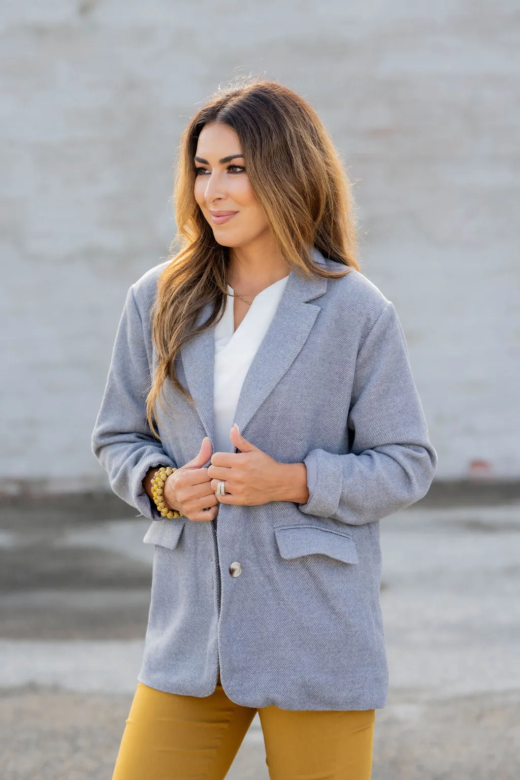 Heathered Relaxed Two Button Blazer