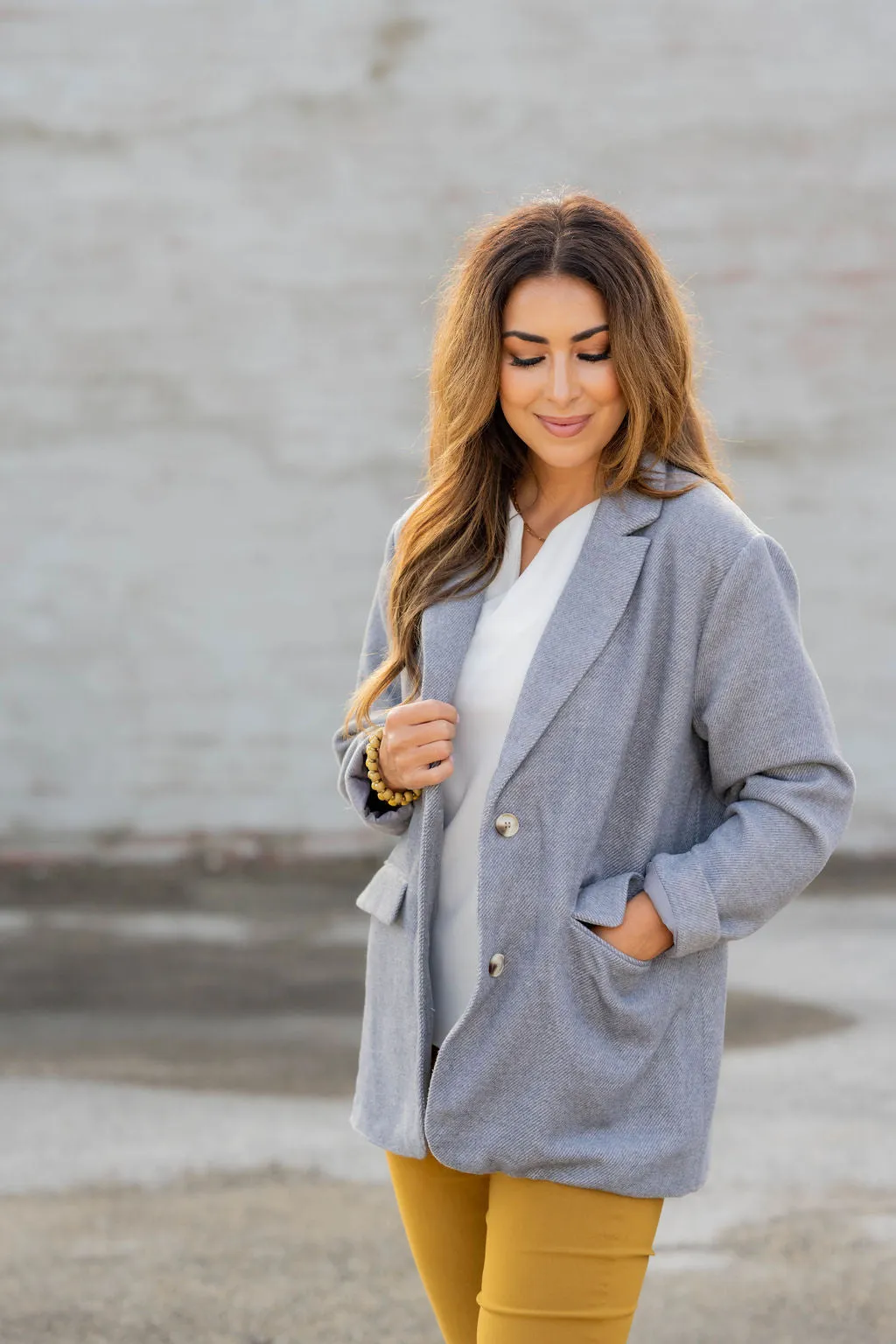 Heathered Relaxed Two Button Blazer