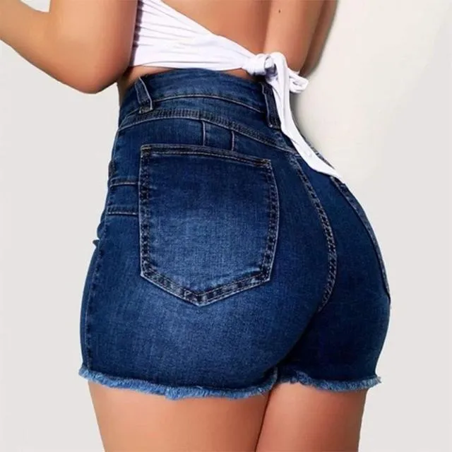 High Waist Ripped Denim Shorts