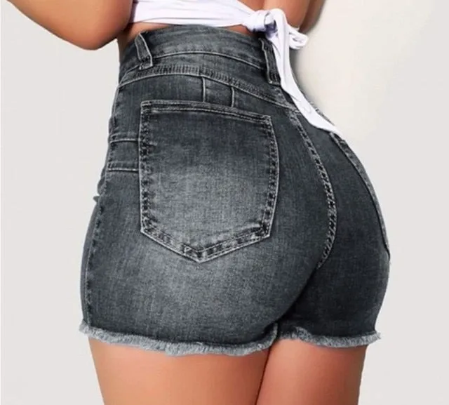 High Waist Ripped Denim Shorts