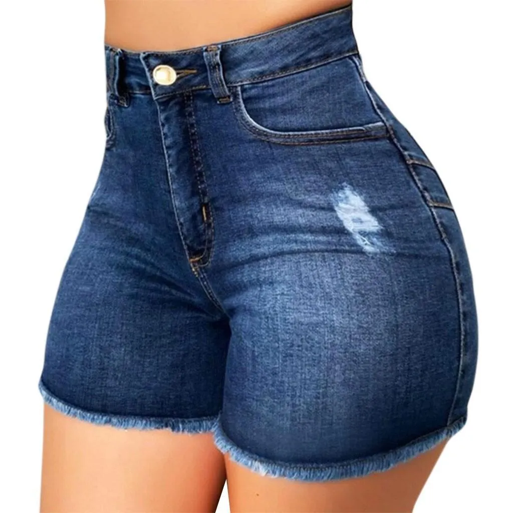 High Waist Ripped Denim Shorts
