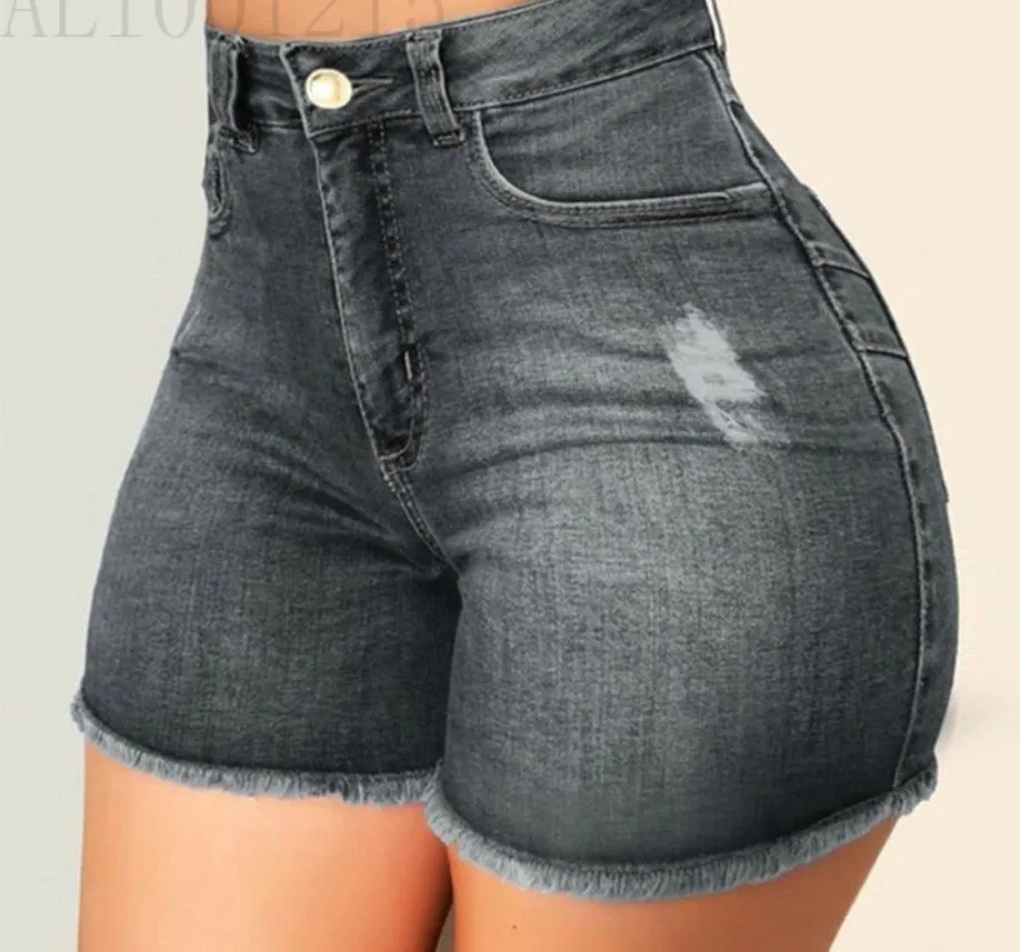 High Waist Ripped Denim Shorts