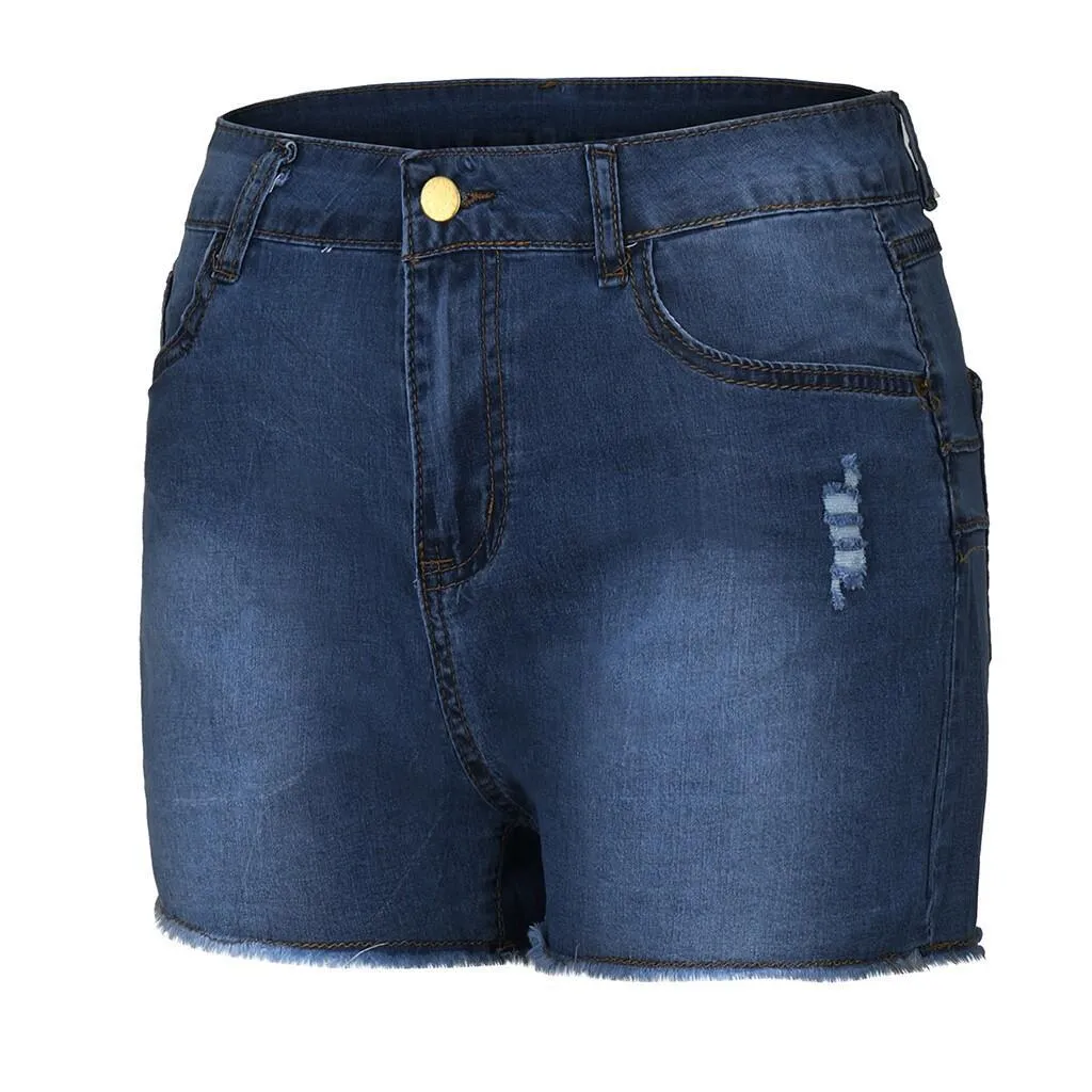 High Waist Ripped Denim Shorts