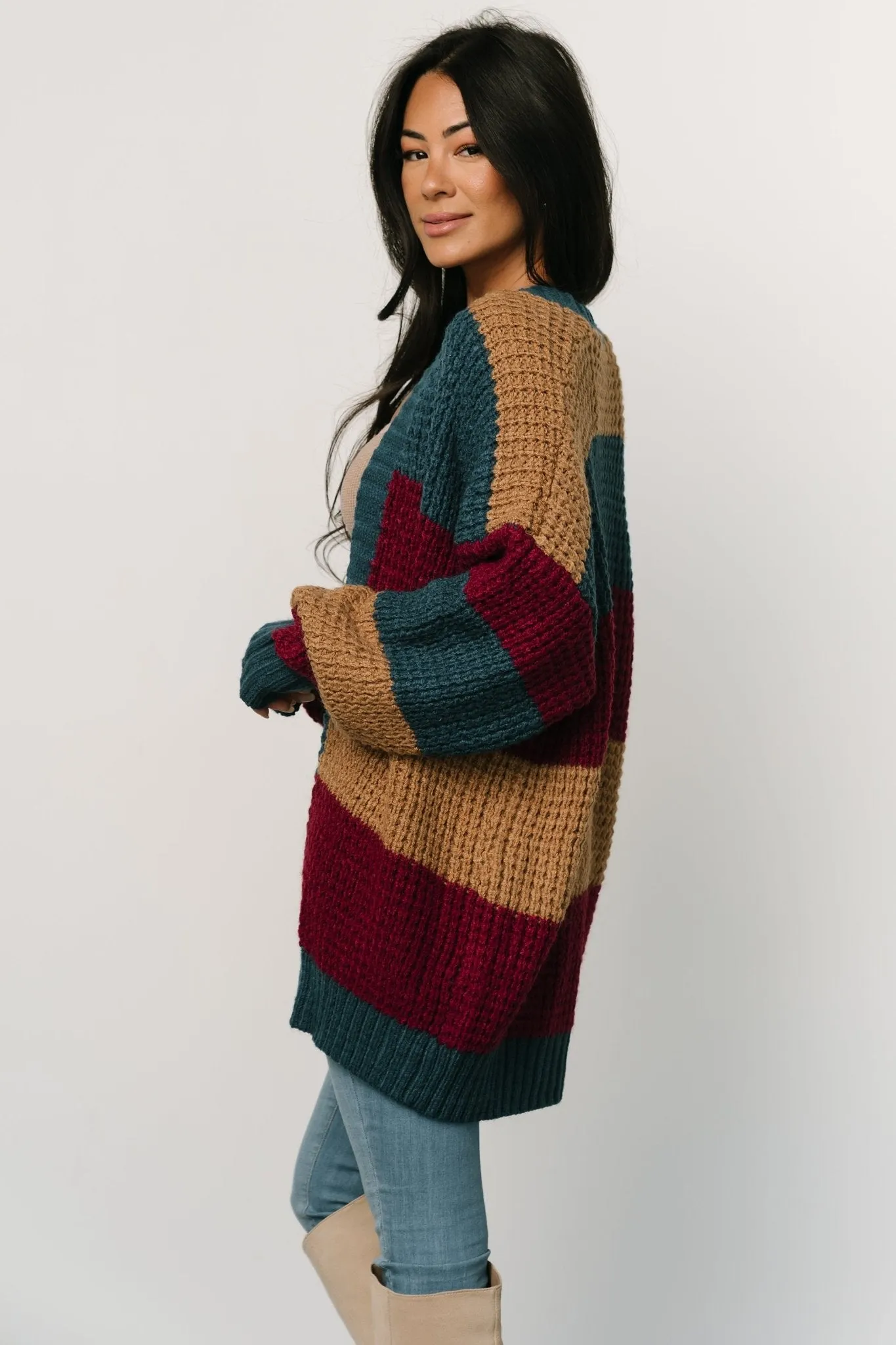 Jonah Chunky Knit Cardigan | Deep Topaz Multi