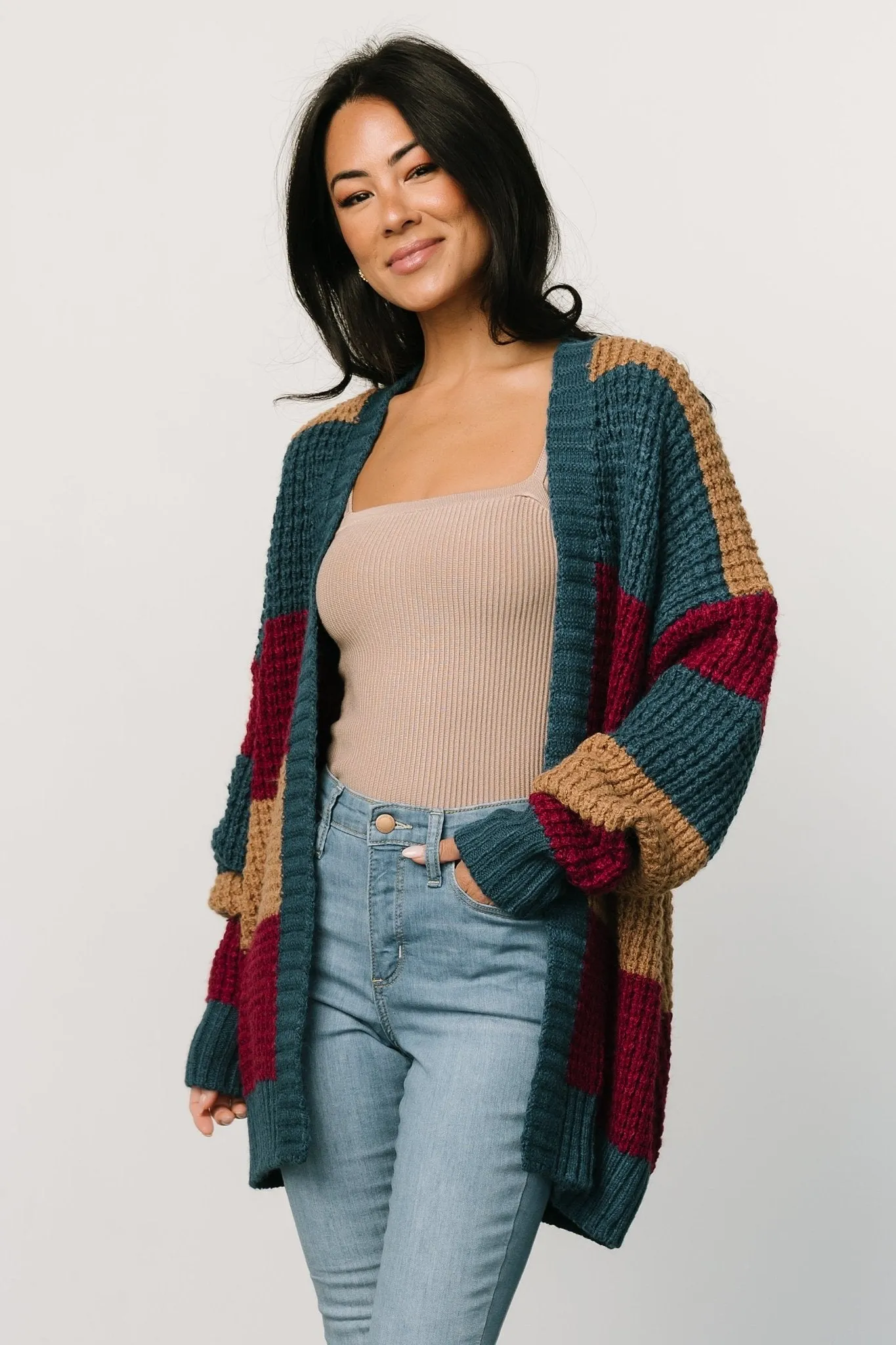 Jonah Chunky Knit Cardigan | Deep Topaz Multi