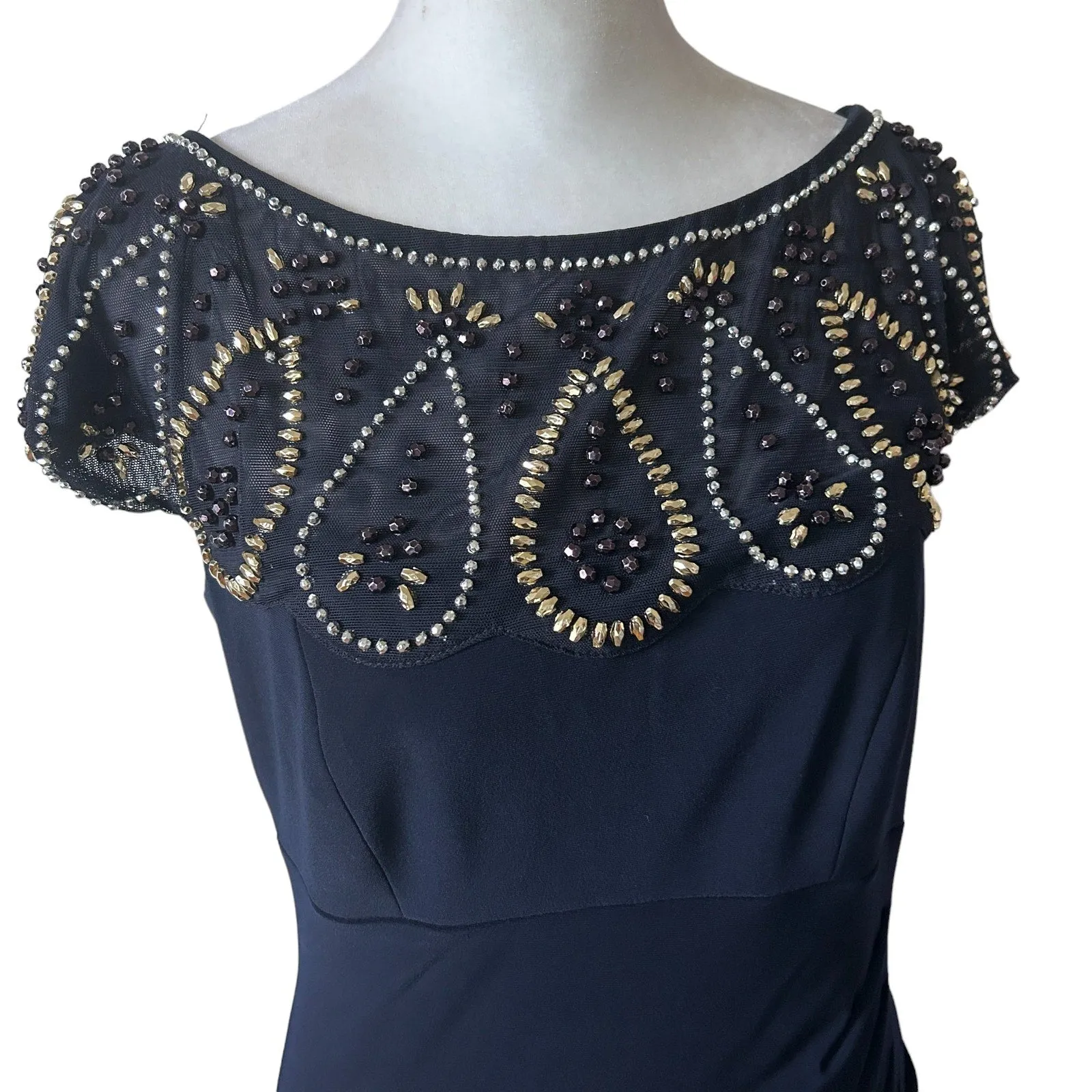 Joseph Ribkoff NEW Blue Dress Beaded Embellished Top Style 191307 Womens Size 8