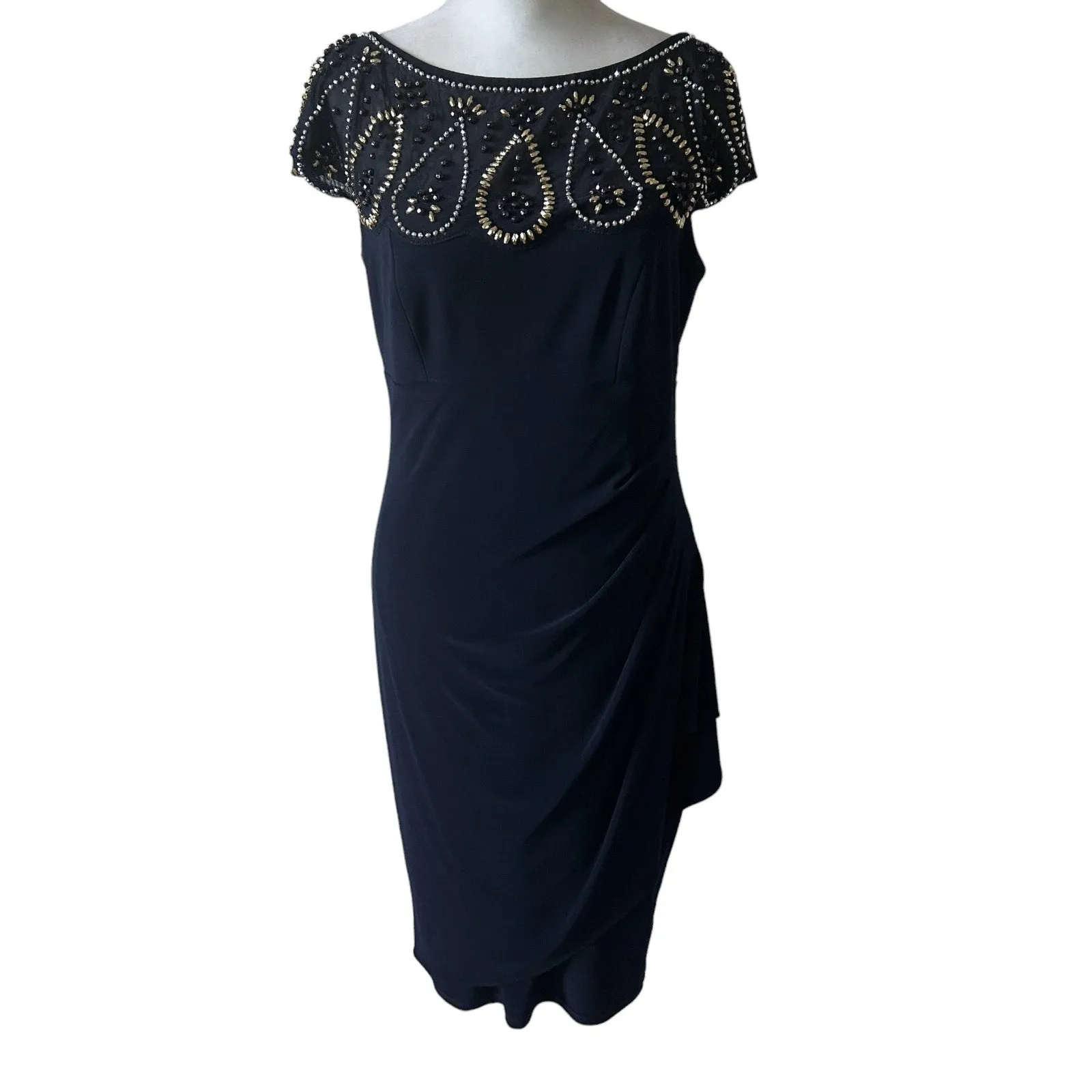 Joseph Ribkoff NEW Blue Dress Beaded Embellished Top Style 191307 Womens Size 8
