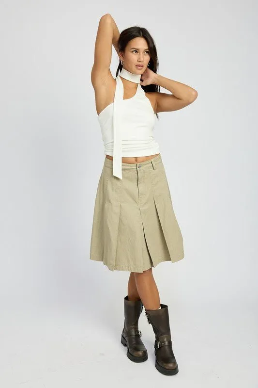 Knee Length Pleated Skirt