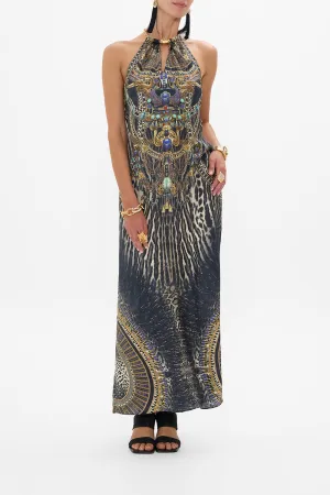 LOW BACK LONG DRESS WITH NECK HARDWARE CAT WORSHIP