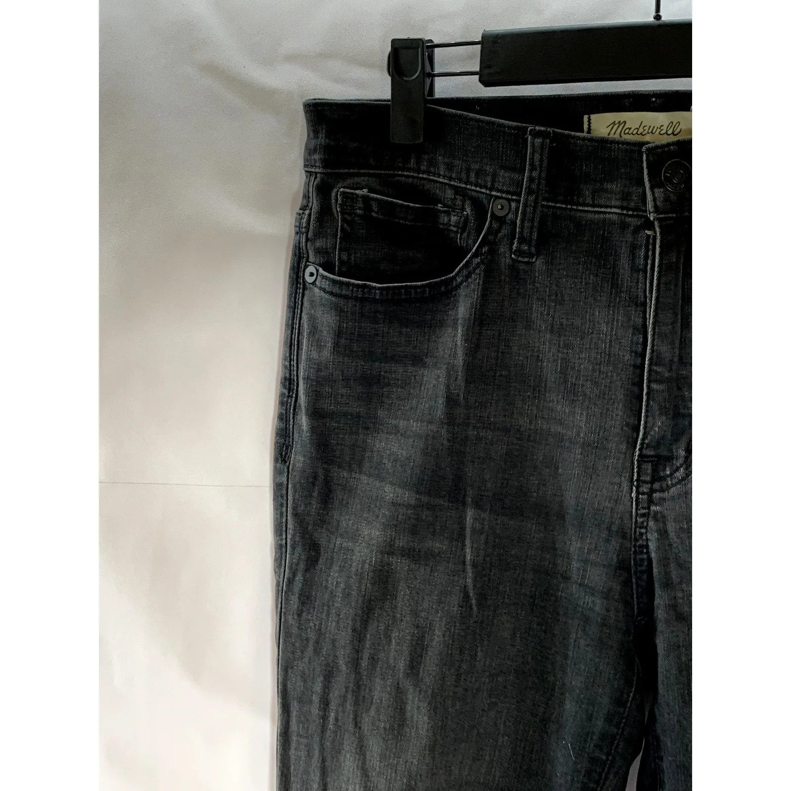 MADEWELL Women's Black 9" Mid-Rise Skinny Frayed Hem Denim Five-Pocket Jean SZ28