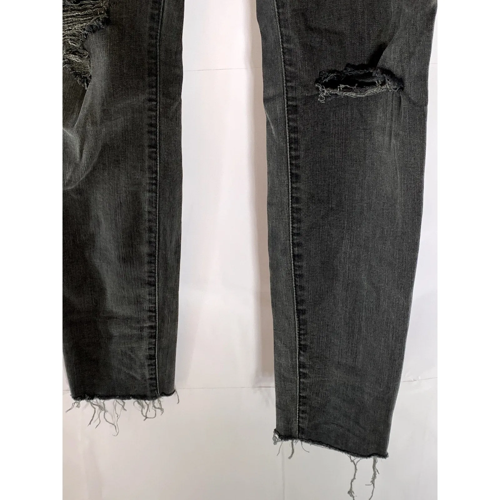 MADEWELL Women's Black 9" Mid-Rise Skinny Frayed Hem Denim Five-Pocket Jean SZ28
