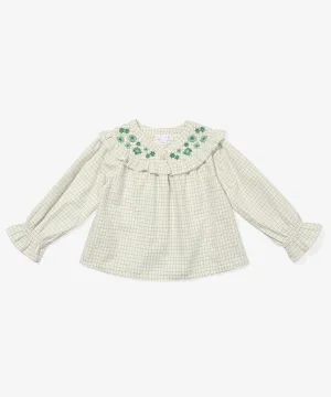 Maggie Blouse, Green Tattersall