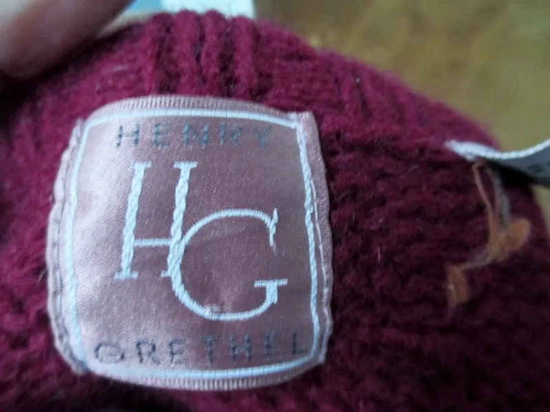Mens HENRY GRETHEL Winter Knit Ski SHETLAND Sweater S Wool GRAY RED Christmas