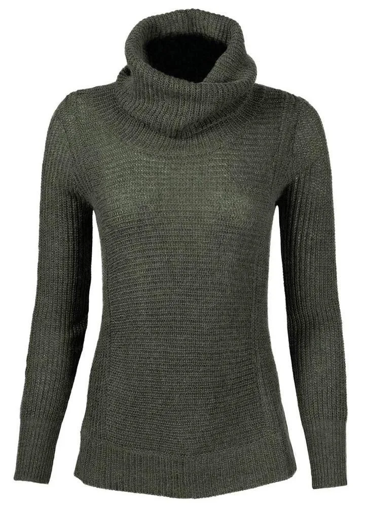 Mountain Khakis Women's Kelp Large Countryside Cowl Neck Ribbed Sweater