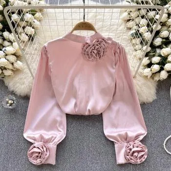 My French Floral Shirt Top (Satin)