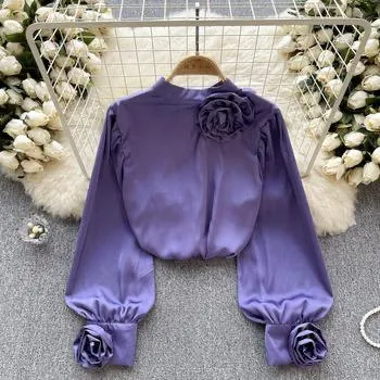 My French Floral Shirt Top (Satin)
