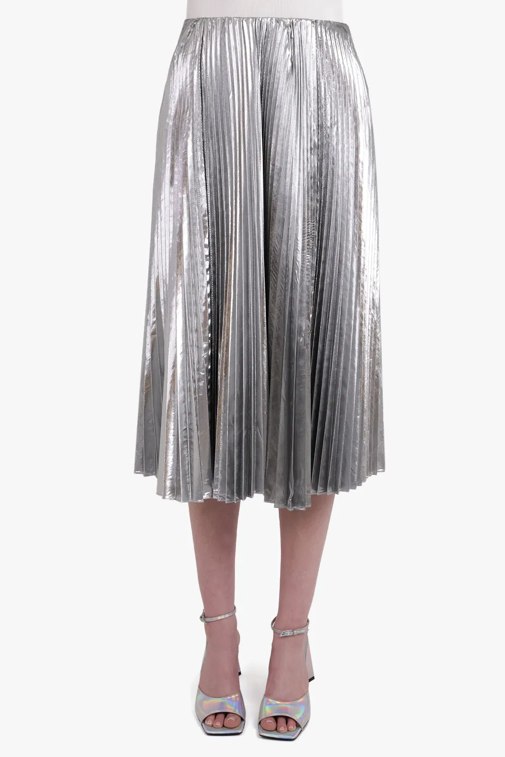 PLEATED KICK SKIRT | SILVER