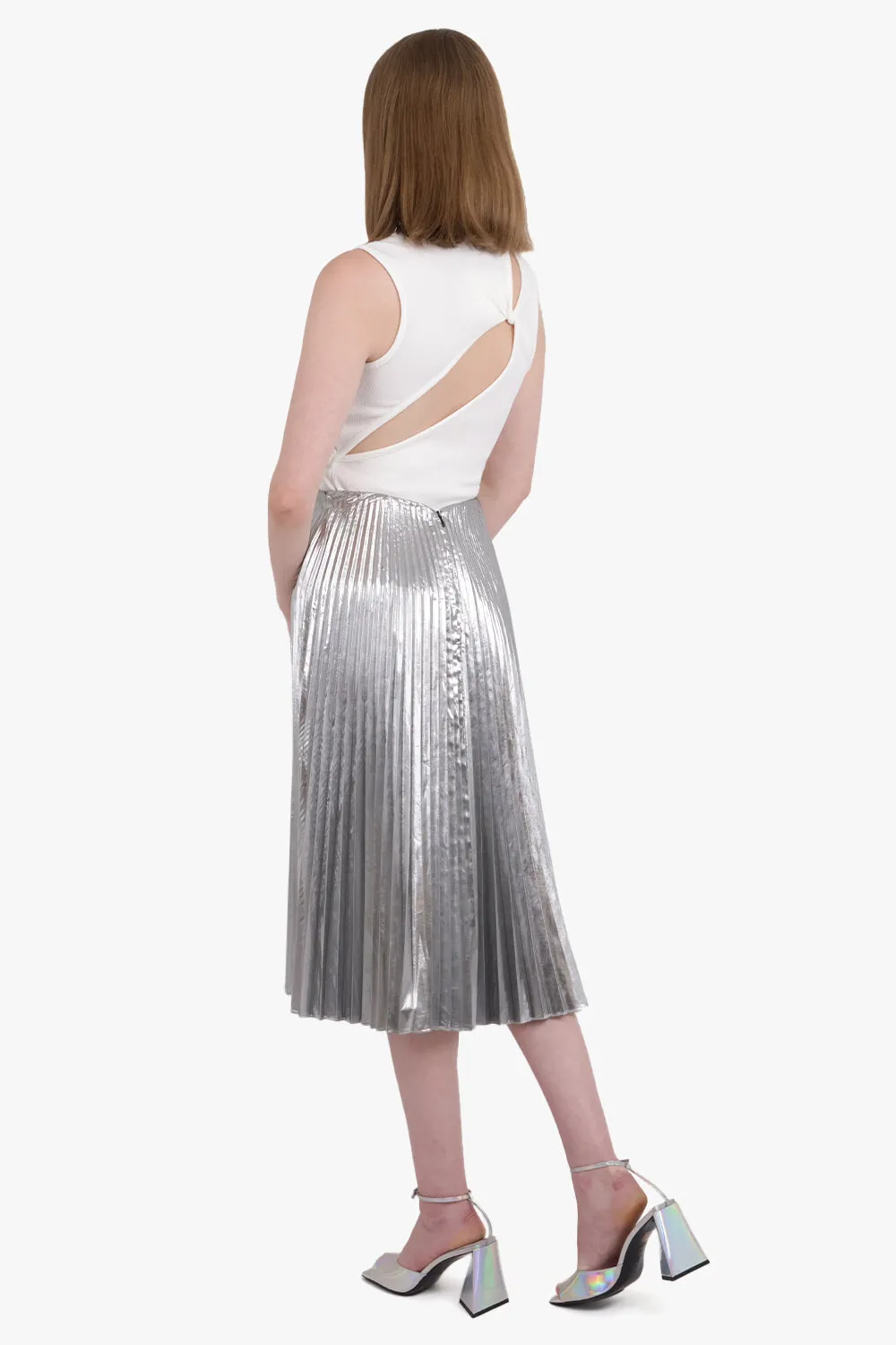 PLEATED KICK SKIRT | SILVER