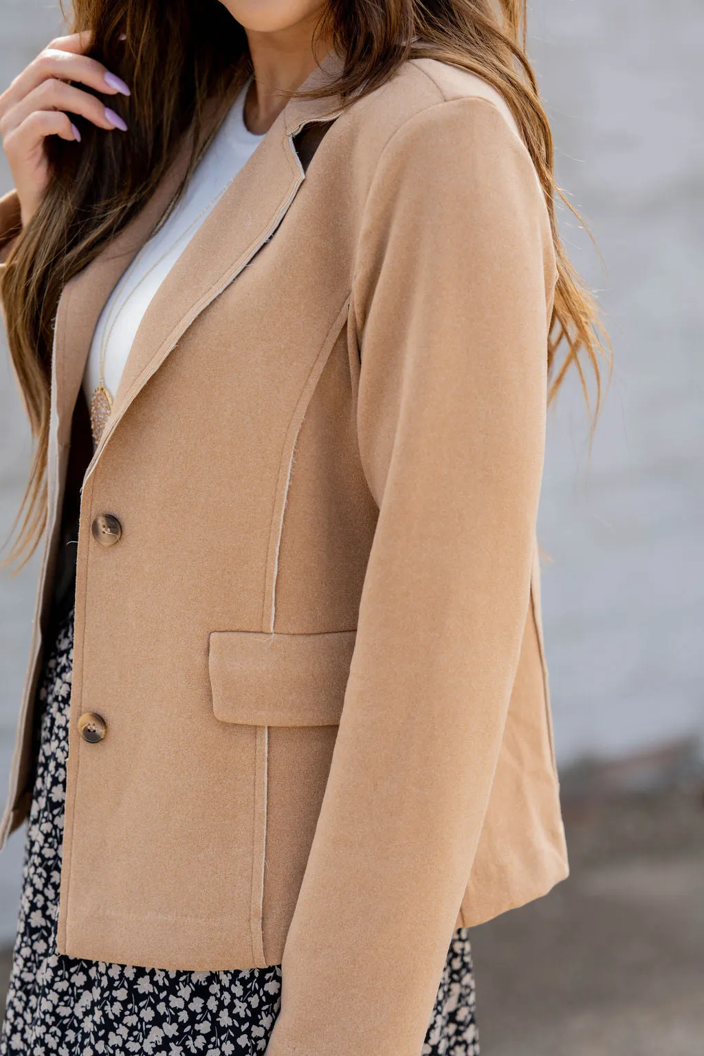 Raw Stitched Trim Blazer