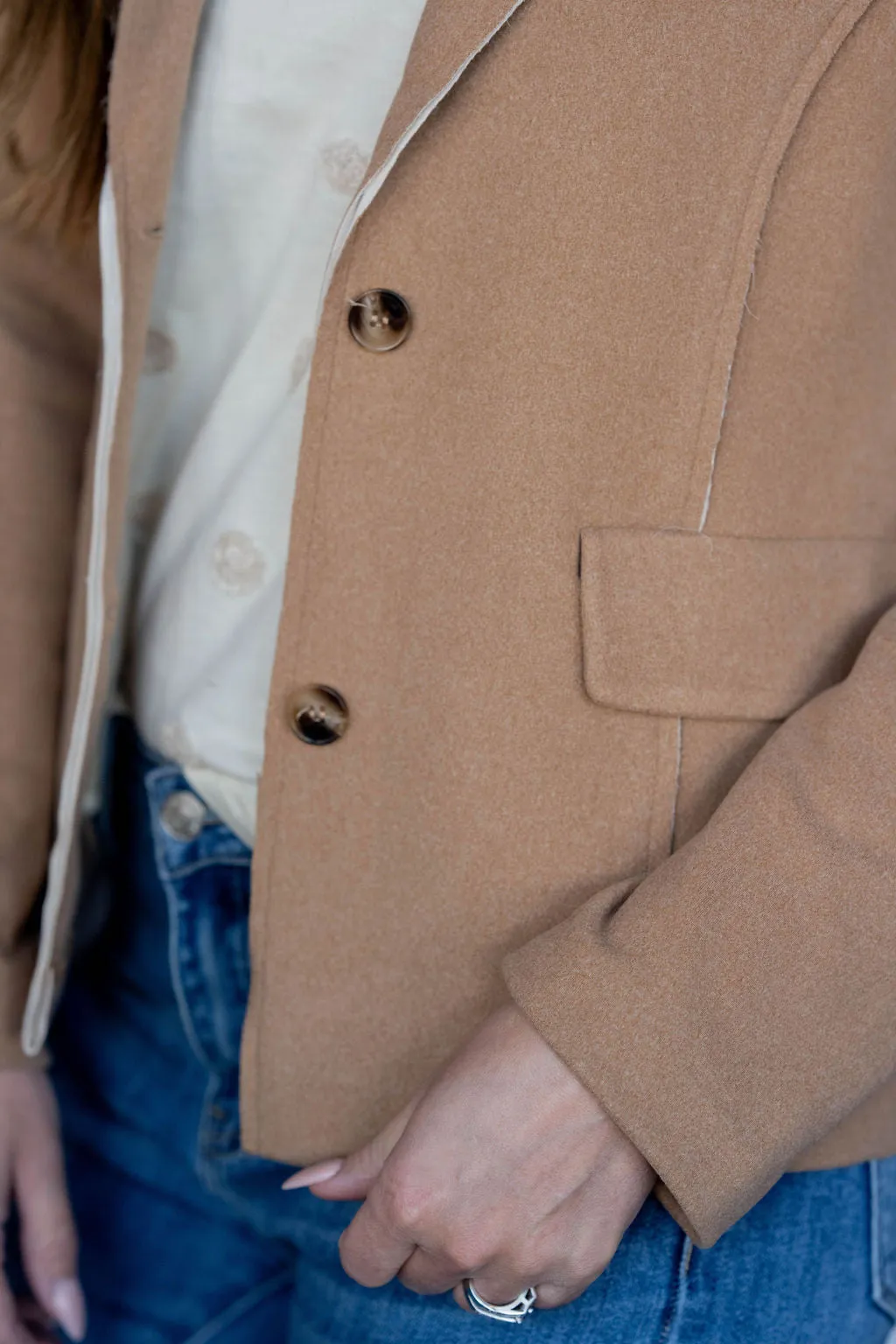 Raw Stitched Trim Blazer